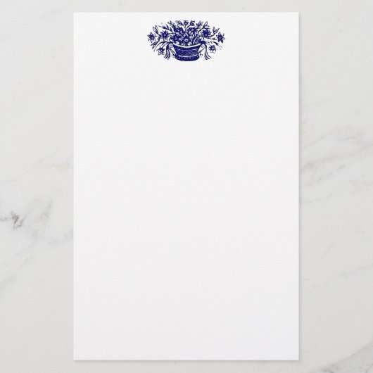 Papeterie Panier à fleurs Vintage bleu (Devant)