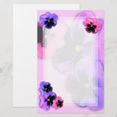Papeterie Pansies en rose (Devant / Derrière)