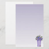 Papeterie Pansies violettes arrangement floral dans Vase (Devant / Derrière)