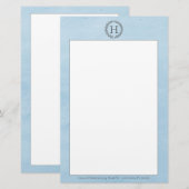 Papeterie Papier à courroie Monogramme bleu (Devant / Derrière)