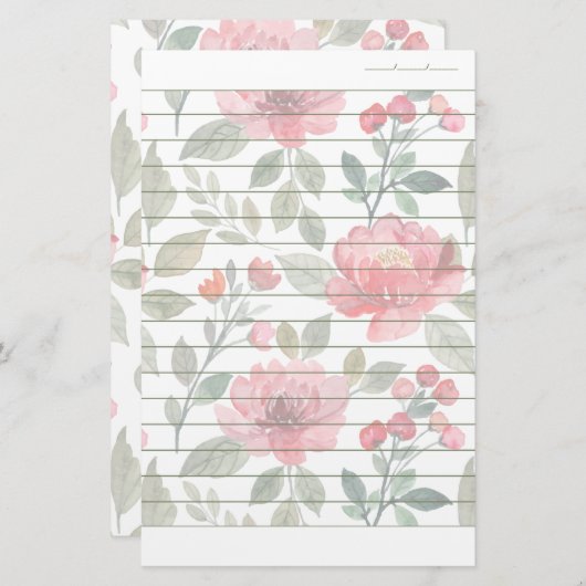 Papeterie Papier à écriture Motif vert Cherry Red (Devant / Derrière)