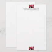 Papeterie Papier à lettres à fleurs rouges (Devant / Derrière)