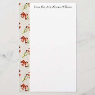 Papeterie Papier à lettres à motifs floraux rouges