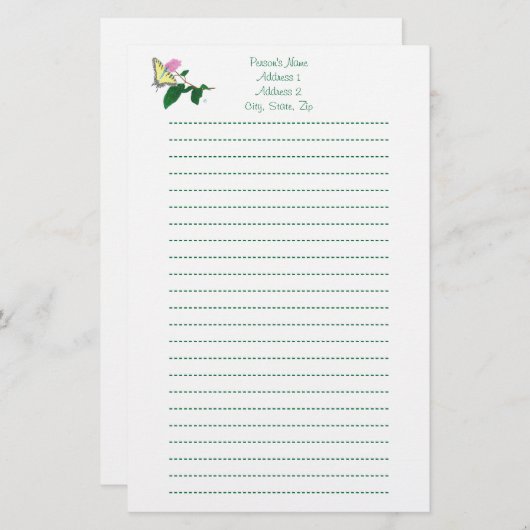 Papeterie Papier à lettres à papillon à queue jaune (Devant / Derrière)