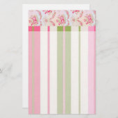 Papeterie Papier à lettres à rayures florales (Devant / Derrière)