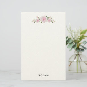 Papeterie Papier à lettres avec nom Roses roses douces