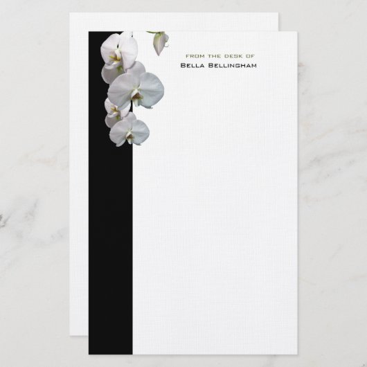 Papeterie Papier à lettres blanc pour orchidées (Devant / Derrière)