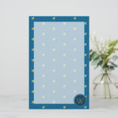 Papeterie Papier à lettres bleu avec or Accent Houndstooth (Debout devant)