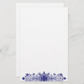 Papeterie Papier à lettres bleu blanc Vintage (Devant / Derrière)