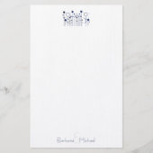 Papeterie Papier à lettres bleu simple et fleuri (Devant)