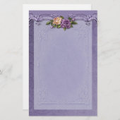 Papeterie Papier à lettres Damas et Rose pourpre (Devant / Derrière)