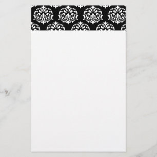 Papeterie Papier à lettres Damas noir et blanc