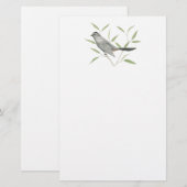 Papeterie Papier à lettres d'art pour oiseaux gris (Devant / Derrière)