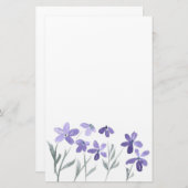 Papeterie Papier à lettres de fleurs d'aquarelle violet (Devant / Derrière)