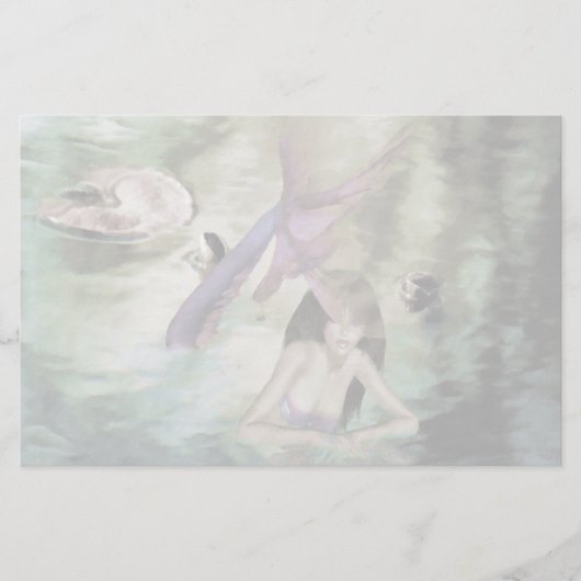 Papeterie Papier à lettres dédoublée de petite sirène (Devant)