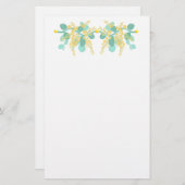 Papeterie Papier à lettres en fleurs de bataille d'or (Devant / Derrière)