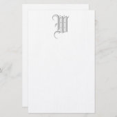 Papeterie Papier à lettres en lin monogramme éditable W (Devant / Derrière)