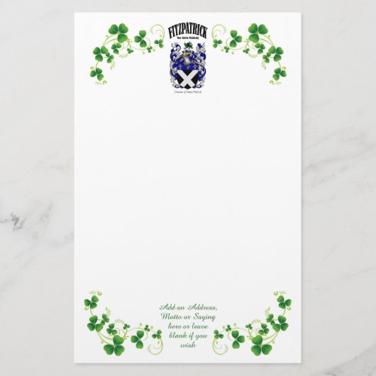 Papeterie Papier à lettres en tête Fitzpatrick (Devant)