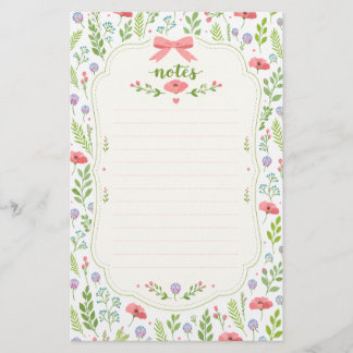 Papeterie Papier à lettres floral avec un joli nœud rose