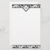 Papeterie Papier à lettres Floral Monogram Damask (Devant / Derrière)