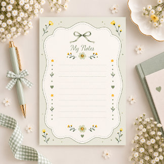 Papeterie Papier à lettres floral vert sauge shabby chic