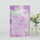 Papeterie Papier à lettres florales pourpre (Debout devant)