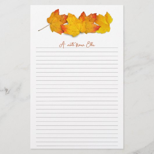 Papeterie Papier à lettres ligné avec bordure de feuille d'é (Devant)
