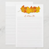 Papeterie Papier à lettres ligné avec bordure de feuille d'é (Devant / Derrière)