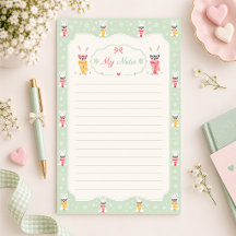 Papier à lettres ligné avec de mignons lapins