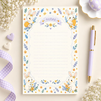 Papeterie Papier à lettres ligné avec lapin mignon et fleurs