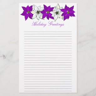 Papeterie Papier à lettres ligné avec Poinsettia de Noël vio