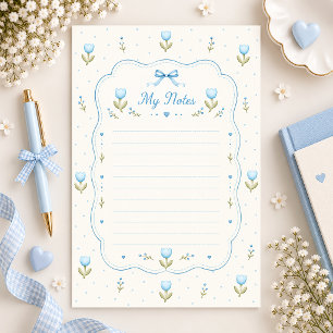 Papeterie Papier à lettres ligné avec un nœud de tulipe bleu