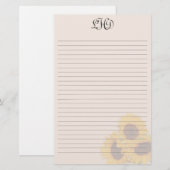 Papeterie Papier à Lettres Ligné Tournesols Rougissants Mono (Devant / Derrière)