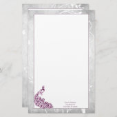 Papeterie Papier à lettres Magenta Peacock (Devant / Derrière)