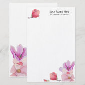 Papeterie Papier à lettres Magnolia Floral Linen (Devant / Derrière)