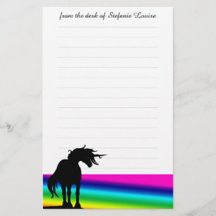 Papeterie Papier à lettres Mane Unicorn avec lignes (arc en