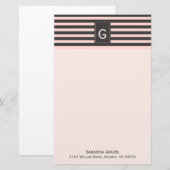 Papeterie Papier à lettres monogramme blanc et gris chic (Devant / Derrière)