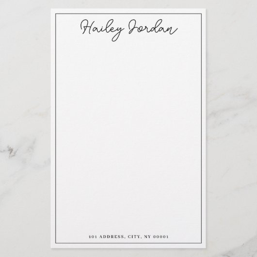 Papeterie Papier à lettres monogramme personnalisé à script  (Devant)