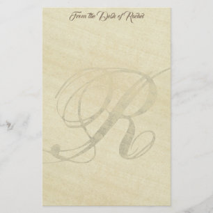 Papeterie Papier à lettres monogramme R Faux Rice