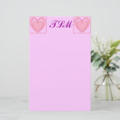 Papeterie Papier à lettres monogrammes cardiaques (Debout devant)