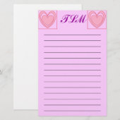Papeterie Papier à lettres monogrammes Coeur (Devant / Derrière)