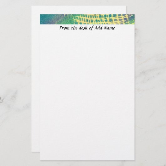 Papeterie Papier à lettres Motif bleu Abstrait vert pourpre (Devant / Derrière)