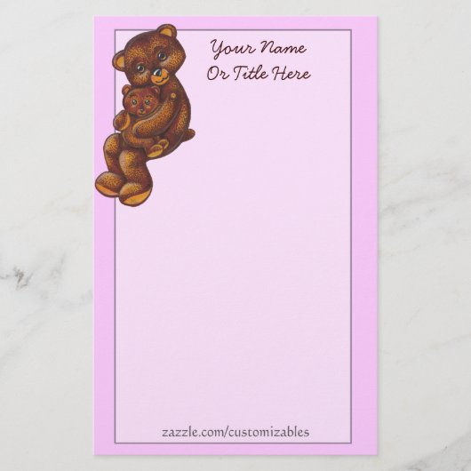 Papeterie Papier à lettres nounours (Devant)