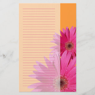 Papeterie Papier à lettres orange et rose Gerbera Daisy