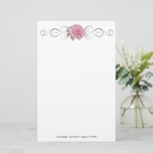 Papeterie Papier à lettres personnalisé rose Gerber Daisy