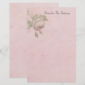 Papeterie Papier à lettres personnalisé Rose vintage rose (Devant / Derrière)