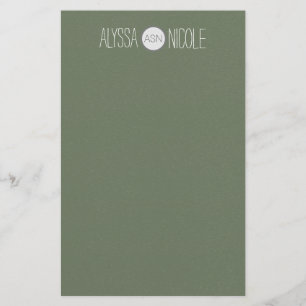 Papeterie Papier à lettres personnalisé vert olive armée mon