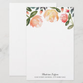 Papeterie Papier à lettres personnalisées Peach Peonies (Devant / Derrière)