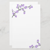 Papeterie Papier à lettres Purple Cherry Blossom (Devant / Derrière)