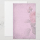 Papeterie Papier à lettres rayé par rose sombre de rose de (Devant / Derrière)